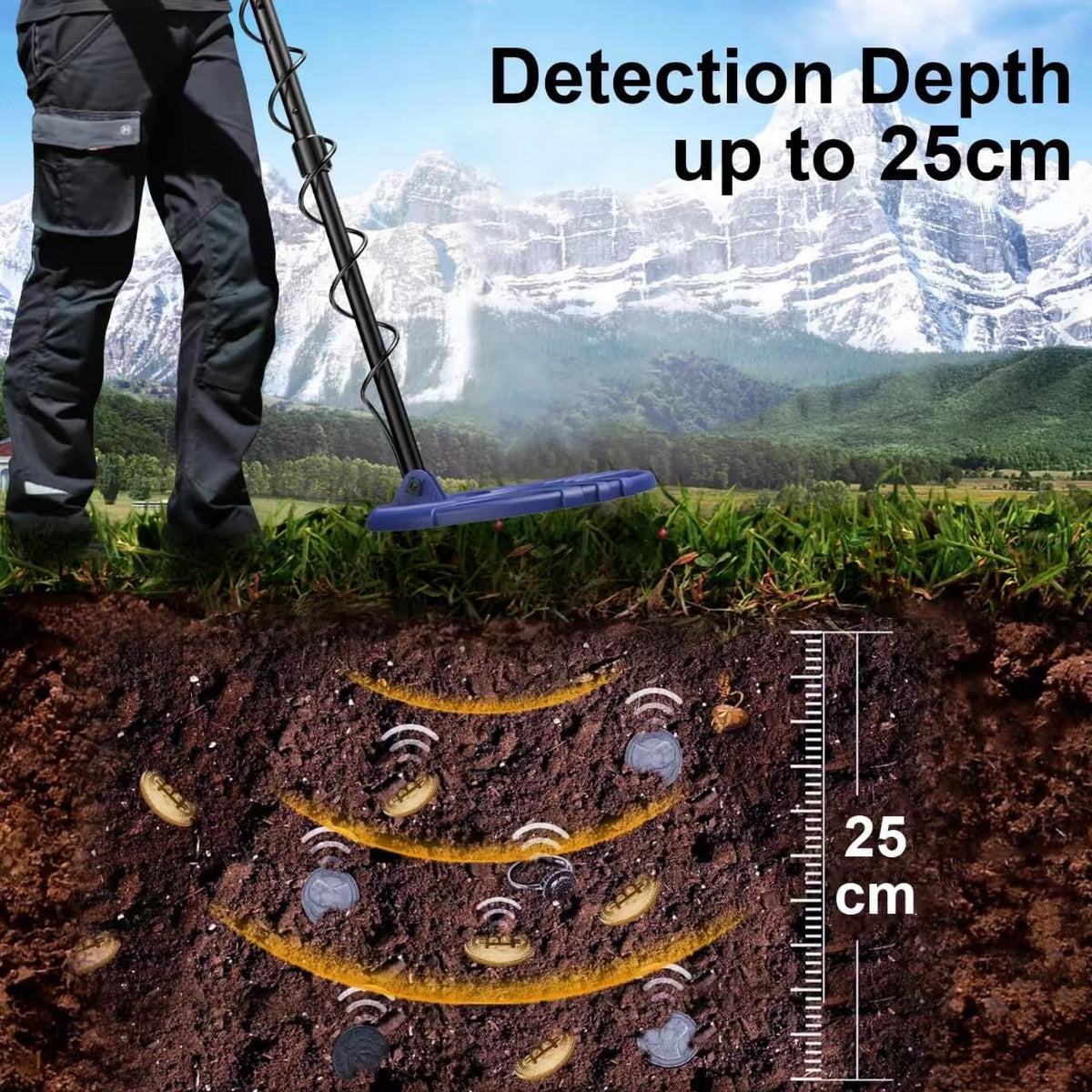Metaaldetector – Gouddetector – Metaalzoeker – Schatzoeker – Zoekapparaat – Voor Volwassenen – Waterdichte 28 Cm Zoekspoel – LCD-Display Met Achtergrondverlichting En 5 Modi