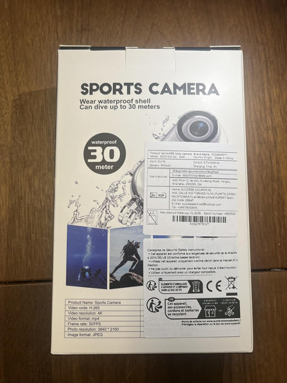 4K Actiecamera, duim actiecamera, klein formaat, overal te monteren, kleine lichaamscamera met veerclip, draagbare vlogging, handsfree POV-opname, helmcam voor fietsen, motorfiets (4K-128G)