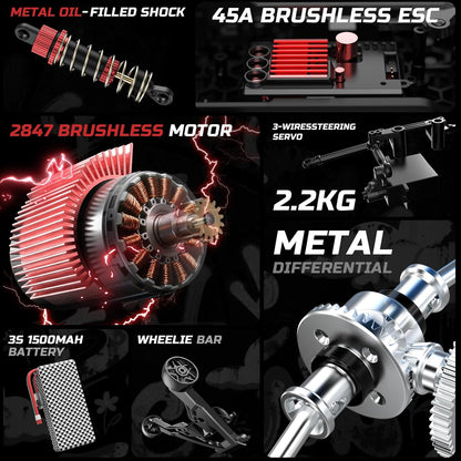 <font dir="auto" style="vertical-align: inherit;"><font dir="auto" style="vertical-align: inherit;">        DEERC 207E 1/10 Brushless RC Truck for Adults, 55km/h High Speed RC Car, 4WD Electric Off-Road Vehicle, Monster Truck, Fast Rally RC Car, All-Ter