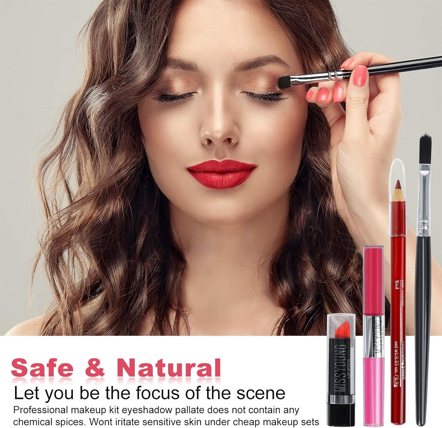 All-in-One Make-up Box Set Multifunctionele Cosmetica Opbergdoos Beauty Case Professionele Inhoud Oogschaduw Concealer Lipgloss Blusher Compact Poeder Wenkbrauw en Make-up Potlood Kwast #3