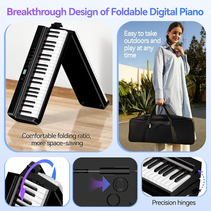 Digitale Piano 88 Toetsen – Keyboardpiano, Elektrisch Keyboard, Elektrische Piano, Opvouwbare Piano – 2 X 25 W Luidsprekers – Bluetooth En MIDI