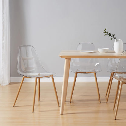 CangLong Acryl Ghost Crystal Clear Zitting, Moderne Plastic Shell Accent Zijstoelen voor Keuken, Dineren, Wonen, Gasten, Slaapkamer, Set van 4