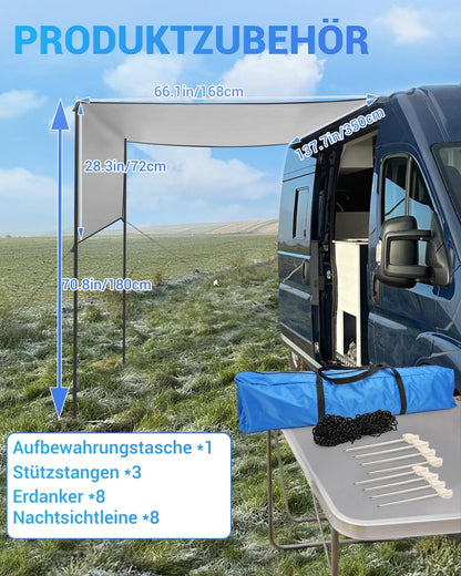 SUPAREE Caravan Luifel Auto Camping Luifels (Blauw, 3.5x2.4m)