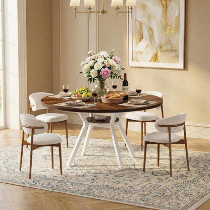 Ronde Eettafel – Eetkamertafel – Dining Table – Houten Tafel – Keukentafel – Met Opbergruimte – 120 cm Diameter – Stevig Metalen Onderstel