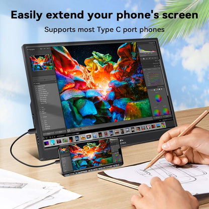 TouchScreen Draagbare monitor, Kenowa 14 inch draagbare monitor, IPS-scherm, PC 16:10 FHD, 1920 x 1200p, extern display met USB-C, HDMI voor laptop/computer/Mac/Raspberry pi/Xbox/PS3/PS4/Switch