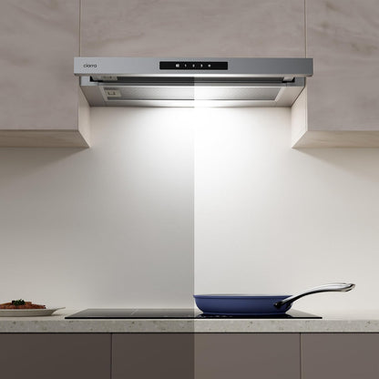 CIARRA CBCS6909A A+ afzuigkap 60cm, 600 m³/h,3 standen, geïntegreerde platte afzuigkap, met CBCF055 actieve koolfilter, zilver - QUORE