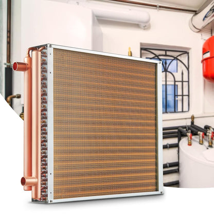 VEVOR Warmtewisselaar van water naar lucht, 20 "x 20" met 3-rij 3/8" koperen poorten, 242 aluminium vinnen warmtewisselaar voor houtovens buiten, woonverwarming en koeling, en geforceerde