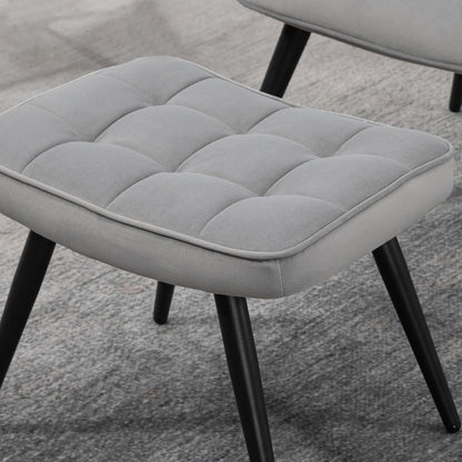 HOMCOM Armchair with footstool, lounge chair, lounge chair, upholstered chair with velvety look, TV chair, dining chair up to 120 kg for living room, light grey. - QUORE