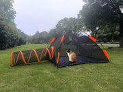 4-in-1 Kattentent - Kattenverblijf - Kattententen - Opvouwbaar - Draagbare Catiotent - met Koepeltent - Tunnelen - Tenten - Buitenkattenbox - voor Katten - Konijnen - Andere Dieren - Nylon - Zwart/Oranje