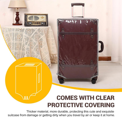 Urecity Vintage reiskofferset, 4-delig, licht, retro, lederen koffer, harde schaal, trolley, handbagage, sets met TSA-slot en 8 wielen (S-M-L-XL), KaRAMELL BRUIN, S(14")+M(20")