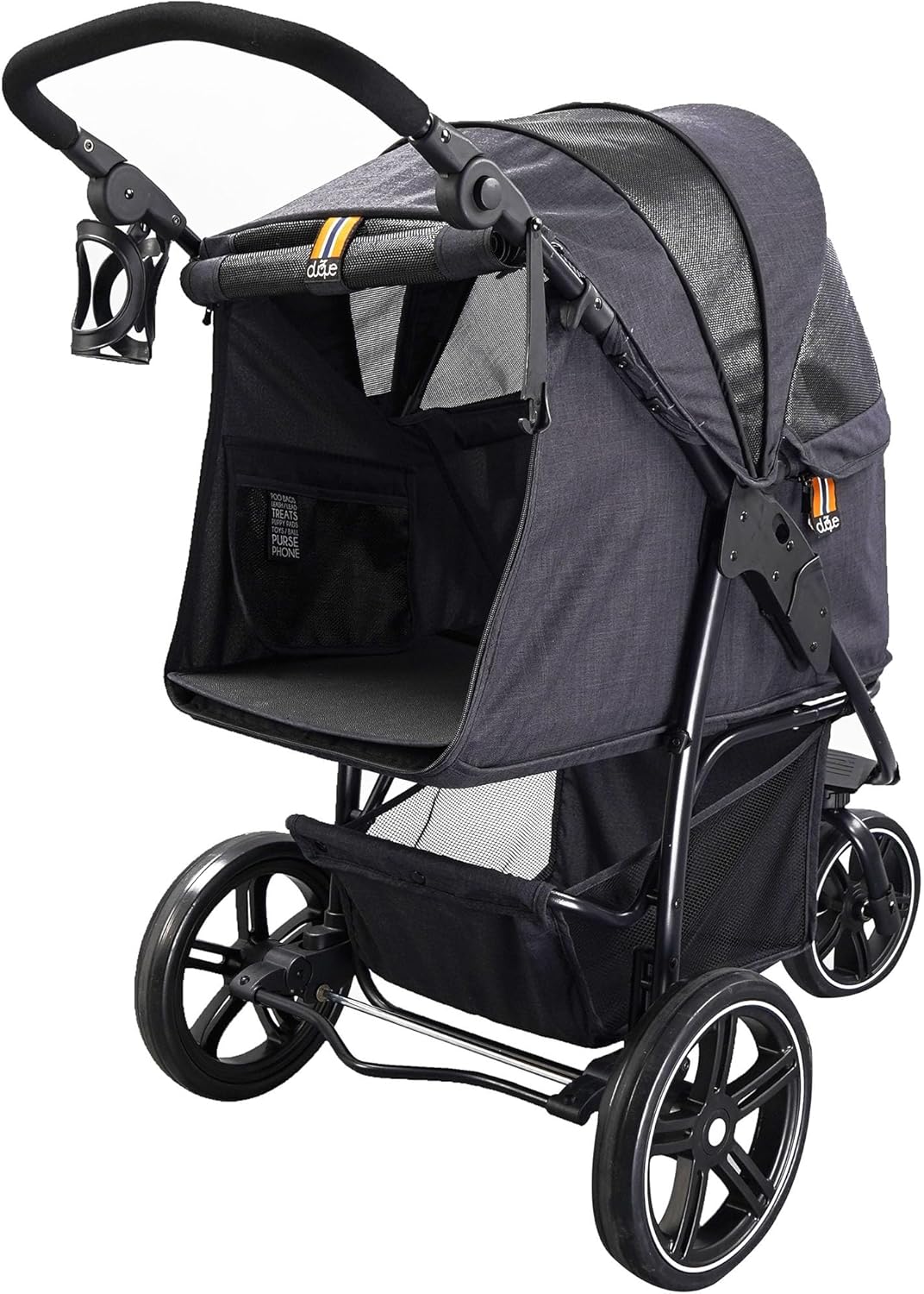 COOPER - Hundewagen & Haustier Buggy bis 32 kg mit Ablagekorb für Einkäufe, einfach faltbar, 3-Fach höhenverstellbar, Soft Touch Griffe, reflektierend und im modernes Design in schwarz