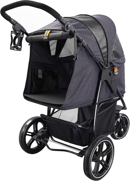 COOPER - Hundewagen & Haustier Buggy bis 32 kg mit Ablagekorb für Einkäufe, einfach faltbar, 3-Fach höhenverstellbar, Soft Touch Griffe, reflektierend und im modernes Design in schwarz
