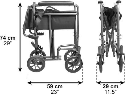 PEPE Mobility - Lichtgewicht opvouwbare rolstoel (smalle zitting 38 cm), rolstoel voor gehandicapten ouderen, staal, doorvoer