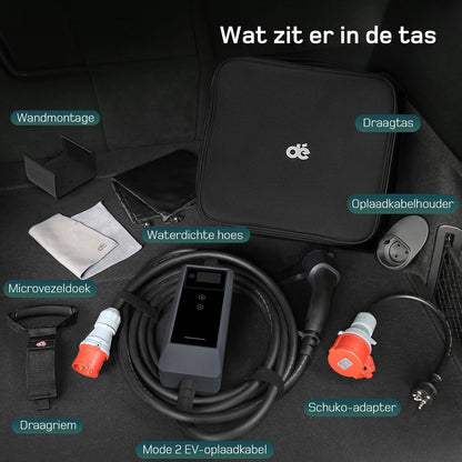 dé Mobile Wallbox 11kW mit APP [7m, 3-Fase, 6-16A] EV Charger 11kW met Digitaal LCD Bediening, EV Oplader CEE 11kW voor ID.3/4, Model Y/3, Enyaq, EX30/XC40, Niro en Andere EV&PHEV
