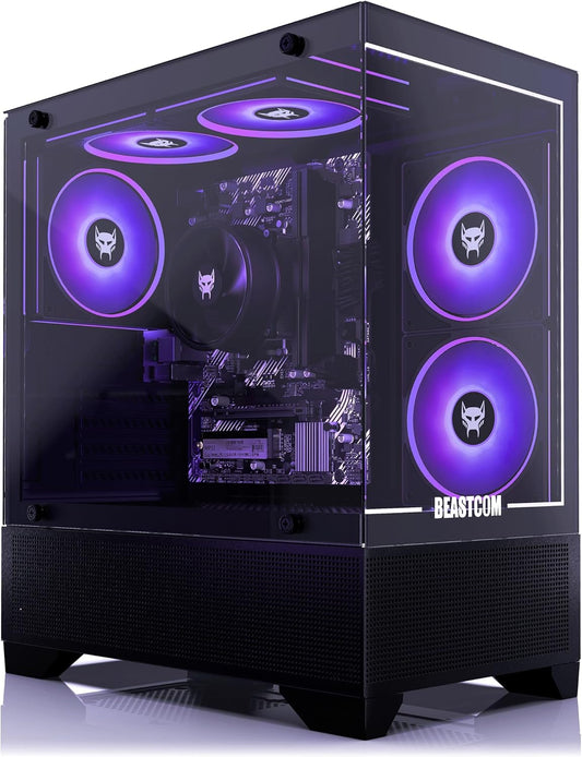 BEASTCOM Q3 Essential Gaming PC 8 Threads AMD Ryzen 5 4X 3,90 GHz, 4K Vega 11 grafische kaart, 16 GB RAM, 1 TB SSD, HDMI, WiFi, Windows 11 Pro