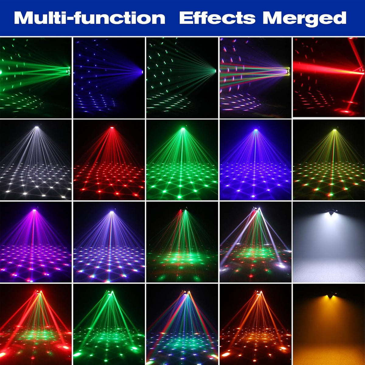 150 W podium bewegende koplamp, 6 leds 4-in-1 d-mx512 Beam stroboscoop RGBW kleurenmix sterrenhemel en Magic Ball effecten X-as 540° met afstandsbediening voor bruiloftsfeesten, theater en DJ's