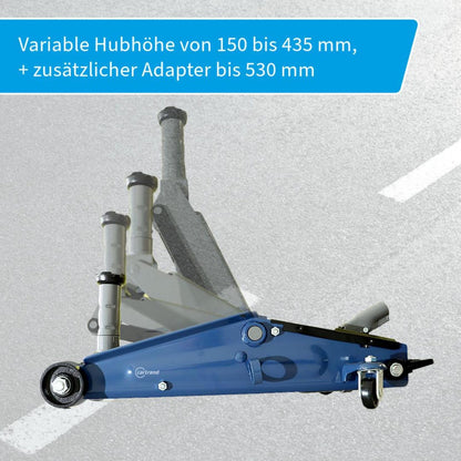 Cartrend Hydraulische krik, garagekrik voor SUV's en terreinwagens met Quicklift-functie, 2,5 ton