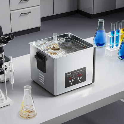 VEVOR 15 l ultrasone reiniger, professionele ultrasone reinigingsmachine met reinigingsmand en digitaal display, 240 W roestvrij staal, 40 kHz industriële reinigingsmachine voor onderdelen