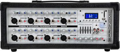 Powermixer 8-Kanaals – Mengpaneel – Mengtafel – PA-Mixer – Versterker – 300W/4 Ohm – USB/SD/Bluetooth MP3-Speler