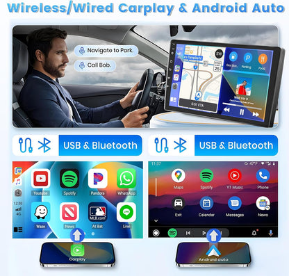 Hikity [2G+64G] Carplay Draadloos voor Ford Focus Exi MT 2 3 Mk2/Mk3 2004-2011 9 Inch Android 13 Radio met GPS Bluetooth Android Auto WiFi RDS Hi-FI FM SWC Achteruitkijkcamera