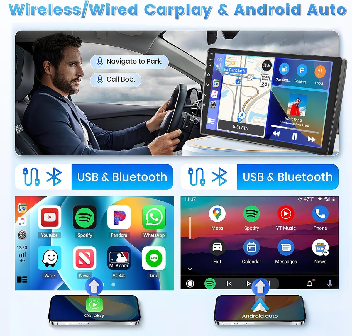 Autoradio Android 13 – Navigatiesysteem – Multimedia Speler – 2 Din Radio – Touchscreen 9 Inch – Draadloze CarPlay – GPS Navigatie – Waterdichte Achteruitrijcamera