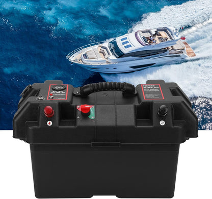 Smart Battery Box 12V, Batterijbox met USB Sockets Batterij Box Cover Multi -functie met USB Power Voltmeter Sockets Aangedreven Batterijbox voor Het Opladen van Buitenauto