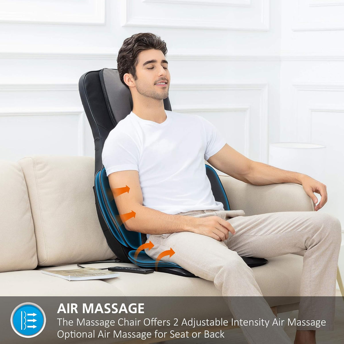 Snailax Shiatsu massagestoelkussen voor het hele lichaam, met warmte- en luchtcompressie, kneden, volledige rugmassagezetel, draagbare massagepad voor rug en nek, geschenken
