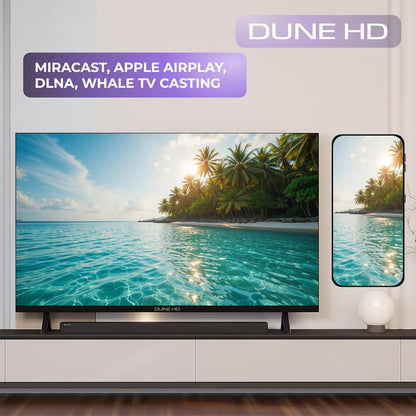 Dune HD Smart TV 55" (2026), QLED 4K UHD Quantum Dots, HDR10 HLG, Whale OS Android, 2+16, drievoudige tuner DVB-T/T2/S/S2/C + analoge tv, spraakassistent, AirPlay, Miracast (55, Inch)