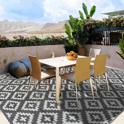 Buiten Vloerkleed - Buitenkleden - Buitentapijt - Opvouwbaar - UV-bestendig - Waterdicht - Buitenmatten - voor Buiten - Balkon - Strand - Picknick -Terras - Rechthoekig - 245 x 305 cm - Grijs