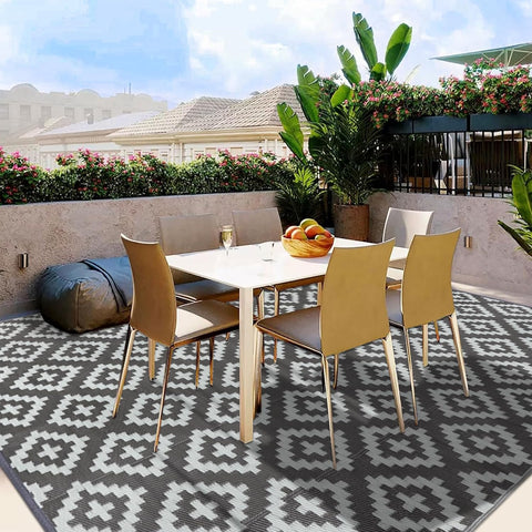 Buiten Vloerkleed - Buitenkleden - Buitentapijt - Opvouwbaar - UV-bestendig - Waterdicht - Buitenmatten - voor Buiten - Balkon - Strand - Picknick -Terras - Rechthoekig - 245 x 305 cm - Grijs