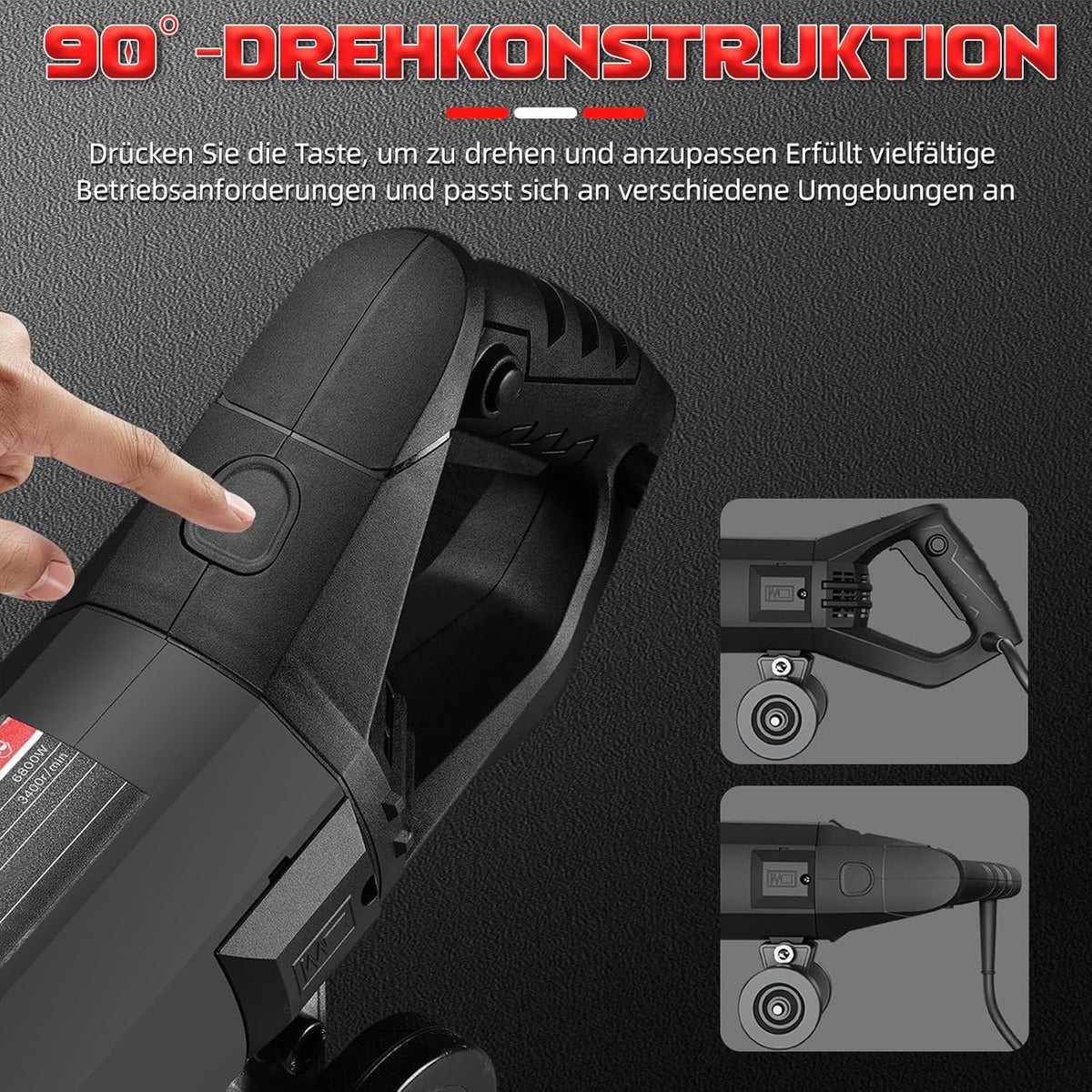 Betonzaag, elektrische steenzaag, 3600 W, gemotoriseerde betonzaag, gipssnijder met 420 mm cirkelzaagblad, steenzaagdiepte 165 mm, voor het scheiden van steen, graniet en beton