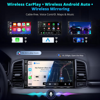 Autoradio 2 Din Android – Multimedia Radio – Auto Stereo – Car Audio Systeem – Navigatie Systeem – 7 Inch Touchscreen – Draadloze CarPlay & Android Auto