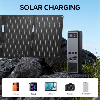 30W opvouwbaar zonnepaneel met USB-C PD, USB-A, gelijkstroom-uitgang
