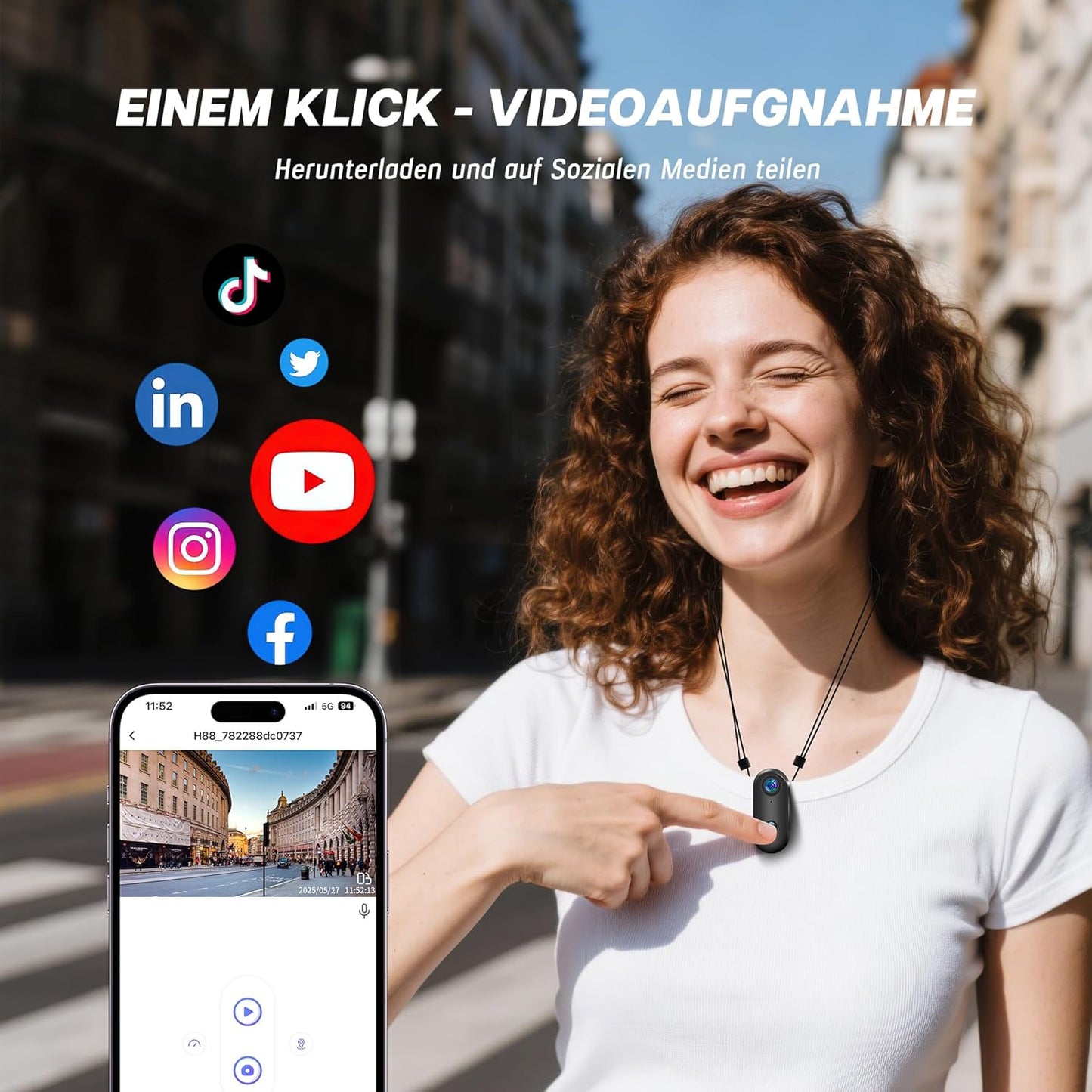 Action Cam WiFi, 4K mini-onderwatercamera, waterdicht tot 30 m, 360 graden helmcamera, fiets, handsfree POV, bodycam, lichaamscamera, actiecamera, kleine camera