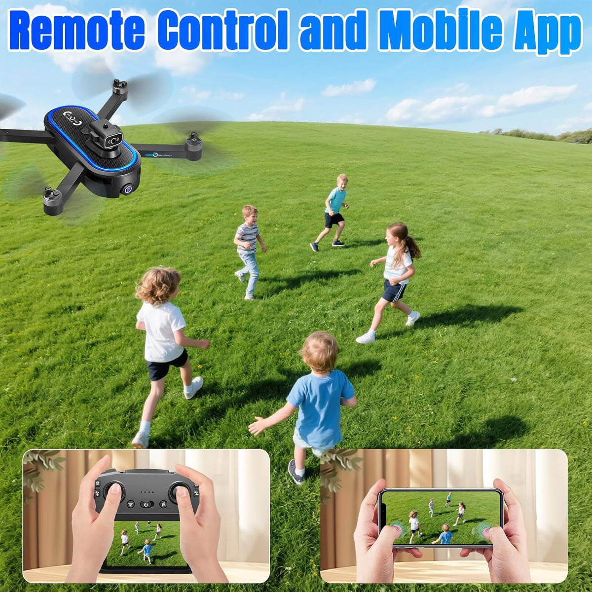 Drone met camera, 1080P, drone-camera met 4,5 inch lcd-display, 2 batterijen, motor zonder weegschaal, optische stroom, FPV-drone RC quadricopter voor beginners