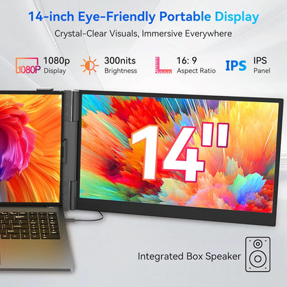 Draagbaar Scherm – Extra Monitor – USB-C Scherm – Laptop Scherm – Full HD Display – 14 Inch Ultra Dun & Lichtgewicht – TÜV Low Blue Light Bescherming