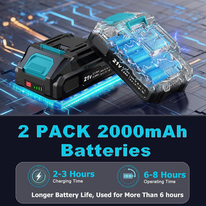 Accu-takkenschaar, draadloze snoeischaar in turquoise en zwart, elektrische takkenschaar met lithium-accu