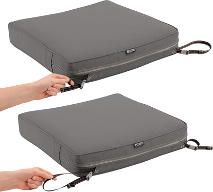 Classic Accessories Montlake Water-Resistant 25 x 25 x 5 Inch (seat)/25 x 22 x 4 Inch (back) Patio Cushion Set, Light Charcoal Grey, Chaise Lounge Cushions Outdoor