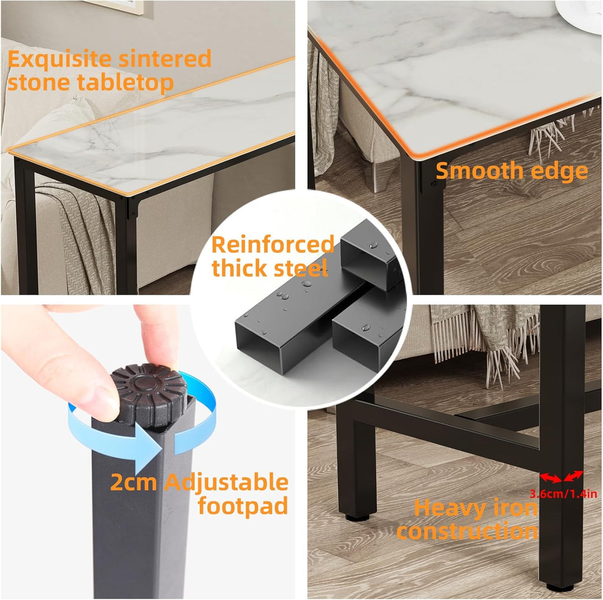 Bartafel Rechthoek Gesinterde Steen: 120cm Lange Witte Marmeren Bartafels Barhoogte 105cm Cocktailtafel Barmeubels voor Thuis Keuken Ontbijt Eethoek, Pub, Coffeeshop, Kantoor, Appartement