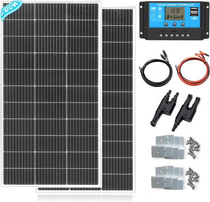 XINPUGUANG 200w 12v zonnepaneelset 2st 100W watt 18V monokristallijne zonnepaneel 20A controller voor dak auto camper caravan thuis 12v batterij energie opladen