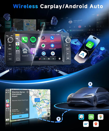 4G+64G Autoradio Android 15 für Toyota Corolla E120 2000-2007/E130 2004-2007/Altis E120 2000-2006/BYD F3 2006-2013,7'' HD Touchscreen mit Carplay Android Auto GPS Wi-Fi Bluetooth FM RDS Kamera