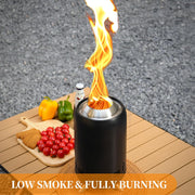 Vuurschaal - Vuurkorf - Vuurplaats - Tafelvuur - Tafelblad - Draagbaar - Pellet - Wood - Brandstof - Lichte - Duurzame - Marshmallow-roosterstokjes - met Draagtas - voor Buiten - Camping - Vis - Wandelen - RVS - 16.3 x 30.6 cm - Zwart