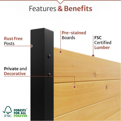 Enclo Privacy Screens EC18008 Richmond Houten Outdoor Privacy Hek Screen No-Dig Kit 38" B x 42" H, Ceder (2 panelen)