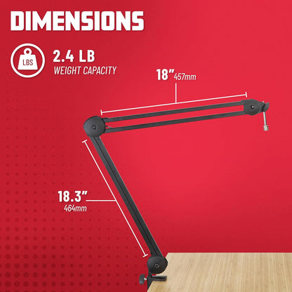Microfoonarm – Microfoon Boom Arm – Microfoon Boom Stand – Podcast Microfoonstandaard – Bureaugemonteerde Microfoonhouder – 980 Mm Uitschuiflengte – Tot 1,1 Kg Draagvermogen