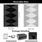 Buiten Vloerkleed - Buitenkleden - Buitentapijt - Opvouwbaar - UV-bestendig - Waterdicht - Buitenmatten - voor Buiten - Balkon - Strand - Picknick -Terras - Rechthoekig - 180 x 270 cm - Zwart