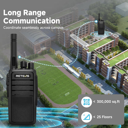 Retevis RT21 Walkie Talkie Nood Lange Afstand 16 Kanalen CTCSS/DCS VOX Squelch Radio's Oplaadbare EU plug Oplaadstation (2 paar, zwart)