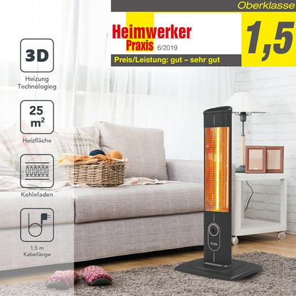 ICQN Staande warmtestraler met afstandsbediening, 2300 watt, Infraroodverwarming voor binnen en buiten, staande warmtestraler, IP20, digitaal display