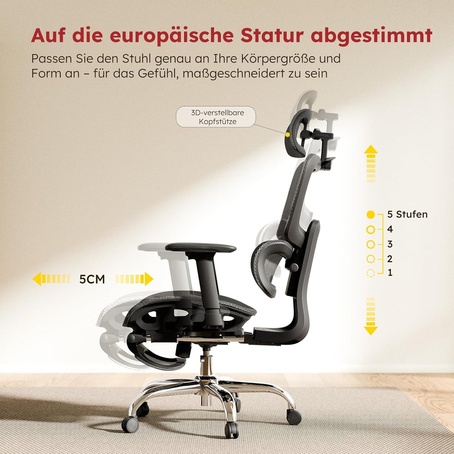 Bureaustoel – Ergonomische Stoel – Office Chair – Gamingstoel – Computerstoel – Volledig Mesh Design – Verstelbare Rugleuning & Voetsteun