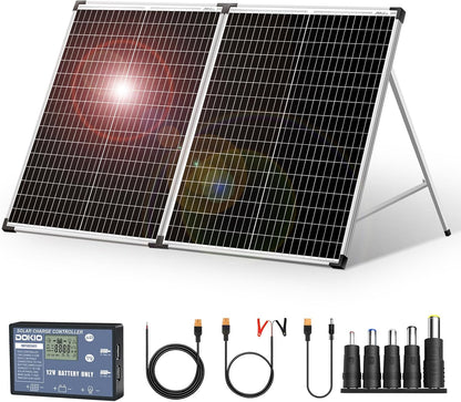 100W Draagbaar Zonnepaneel – Inklapbaar Zonnepaneel – Mobiele Panelen – Zonnecharger – Zonnepaneellader – Monokristallijn – Ingebouwde Laadregelaar – USB Uitgang