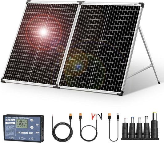 100W Draagbaar Zonnepaneel – Inklapbaar Zonnepaneel – Mobiele Panelen – Zonnecharger – Zonnepaneellader – Monokristallijn – Ingebouwde Laadregelaar – USB Uitgang